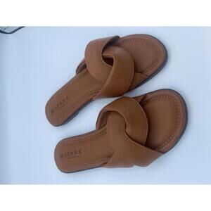 Serra Brown Leather Slide Sandals